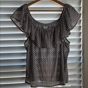 H&M Gray Puff Sleeve Ruffled Blouse